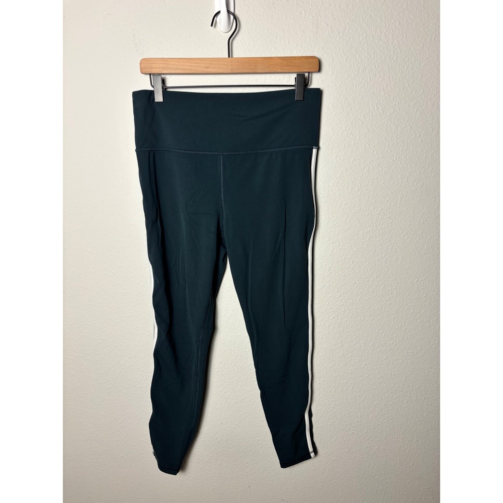 Athleta Ultra High Rise Elation Tight Leggings Green Side Stripe Large